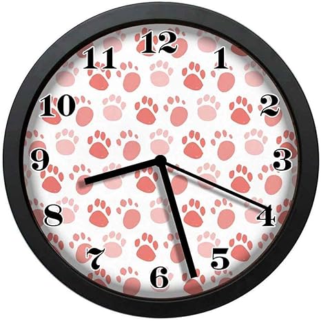 Amazon Co Jp 壁掛け時計 アナログ時計 掛け時計 かわいい赤犬の足パターン静音防塵 連続秒針 30cm カフェ 寝室 部屋 店舗 家 掛時計 ホーム キッチン