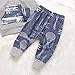 2Pcs Baby Boy Girls Hooded Pocket T-Shirt Top+Long Printed Cartoon Pant Cute Warm Outfit (18-24Months, Gray&Blue)