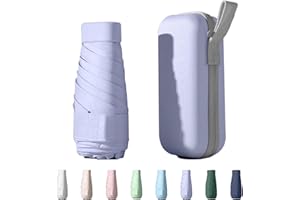 Xiuying Feng Mini Travel Umbrella Purse with Case Compact, Lightweight, UV Umbrella UPF 50+ Sun Protection, Windproof Portable Parasol for Women, Men & Kids