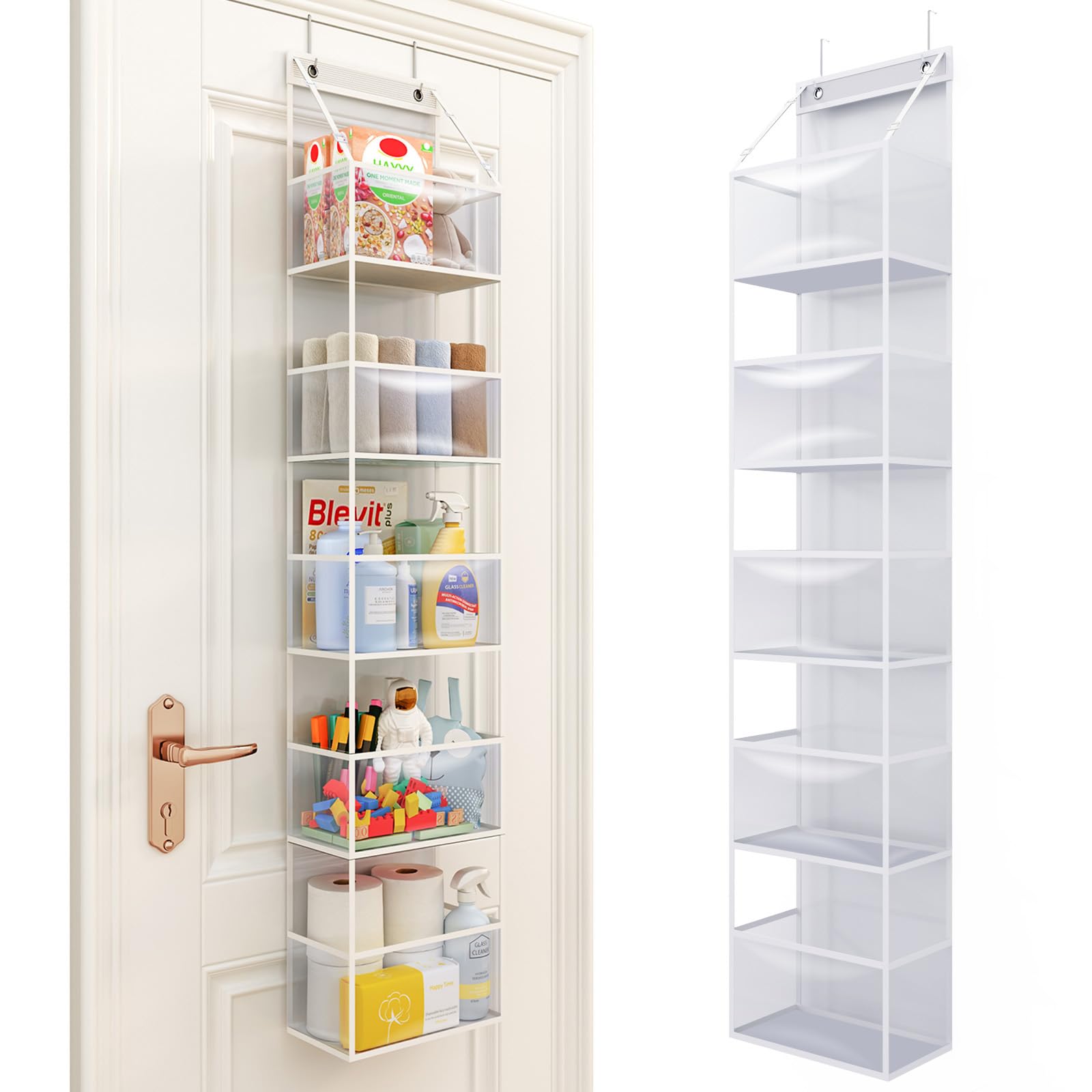 Photo 1 of Fixwal 5-Shelf Over The Door Hanging Pantry Organizer, Room Organizer with Clear Plastic Pockets, 25lb Ultra Sturdy & Large Capacity for Closet, Bedroom, Nursery, Bathroom and Sundries
