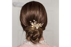 YERTTER Vintage Rhinestones Gold Leaves Bride Wedding Hair Accessories for Brides Crystal Simulated Pearl Floral Leaves Brida