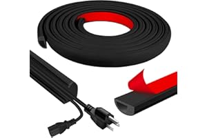 JAHOMFAI Cord Wall Cover, 118in Self-Adhesive Wire Covers for Cords on Wall, Extension Cable Hider for Floor, Mounted Tv, Home and Office Cavity 0.63" Wx0.31 H (Black)