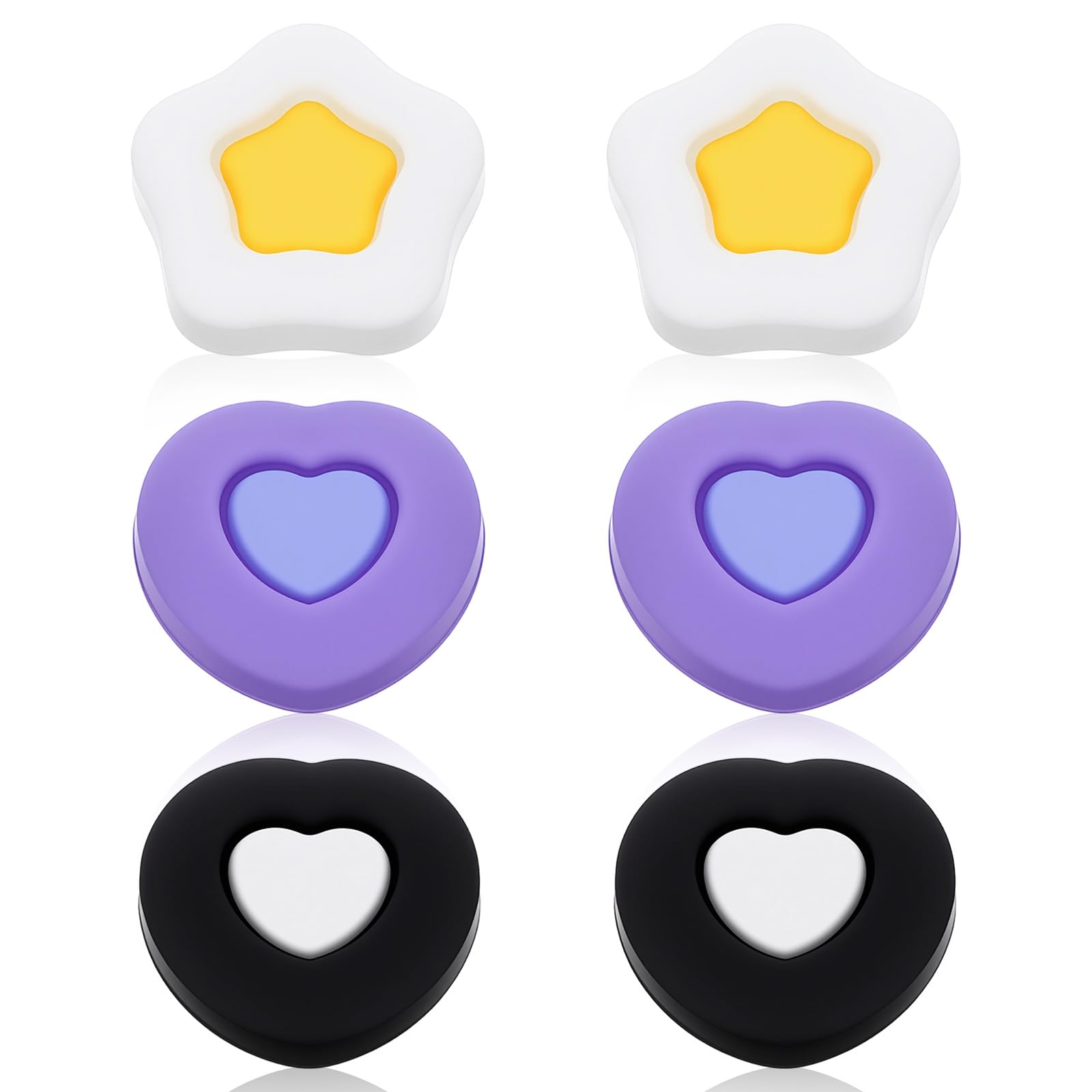6 PCS Thumb Grips for Nintendo Switch Pro Controller - Soft Silicone Joystick Caps with Cute Heart & Star Designs | Non-Slip, Comfort & Protect | Gaming Accessories Gift for Women & Men
