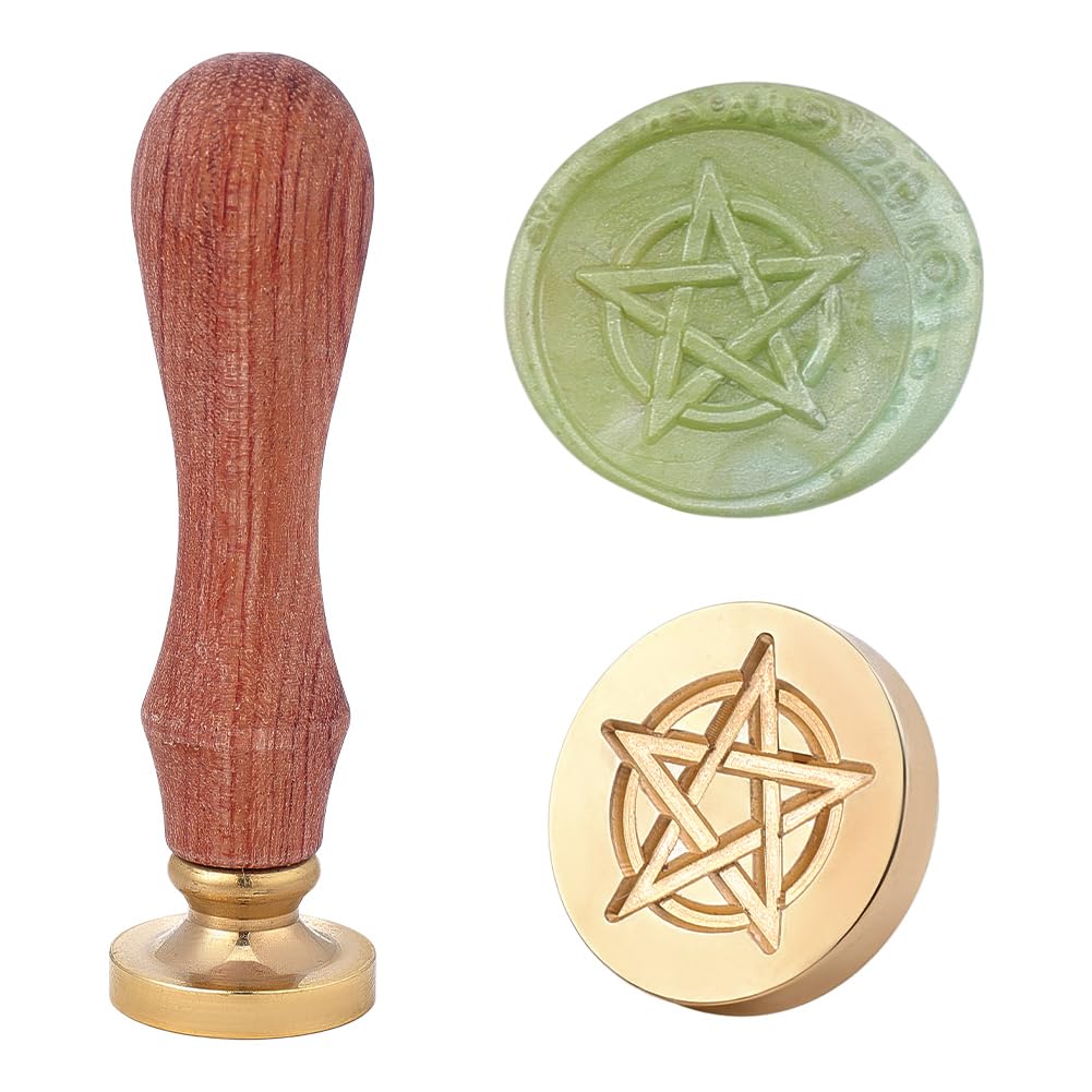 PH PandaHall Pentagram Wax Seal Stamp Vintage Retro Sealing Stamp for Embellishment of Envelopes Christmas Party Invitation Wine Packages Xmas Gift Packing Sealing Greeting Cards Scrapbooks