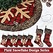 Ivenf Christmas Stockings, 4 Pcs 18 inches Burlap with Large Plaid Snowflake and Plush Faux Fur Cuff Stockings, for Family Holiday Xmas Party Decorations