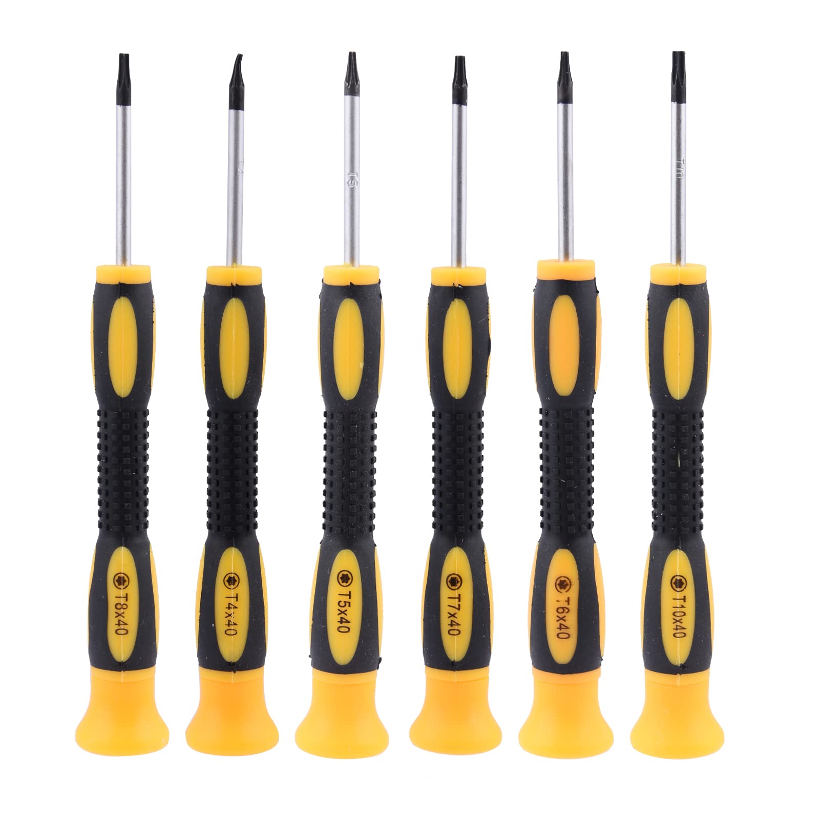 Magnetic Screwdriver Set of 6, Torx Star Head Screwdriver Set Professional Screwdriver Kit in Different Sizes Small Screwdriver Kit for Jewellers Watch Electronics(yellow)