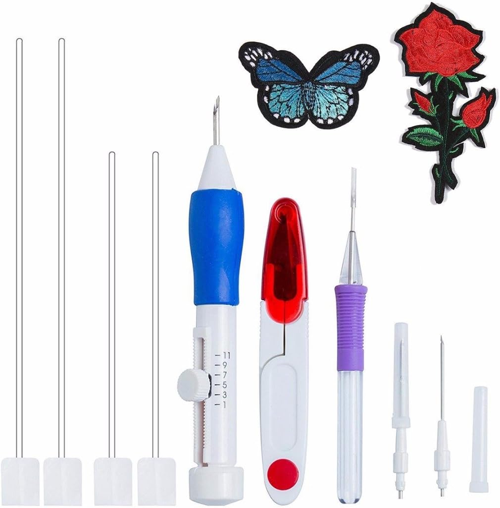 Magic Embroidery Pen Kit, GreeStore Embroidery Stitching Punch Needle Embroidery Kit Craft Tool Set with Storage Box, DIY Embroidery Knitting Sewing Tool