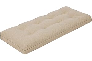 baibu 42 Inch Dual-Layer Patent Design Memory Foam Bench Cushion, Non-Slip Indoor Bench Cushion Standard Size Foam Pad with Machine Washable Cover (Beige, 42x16x3in)