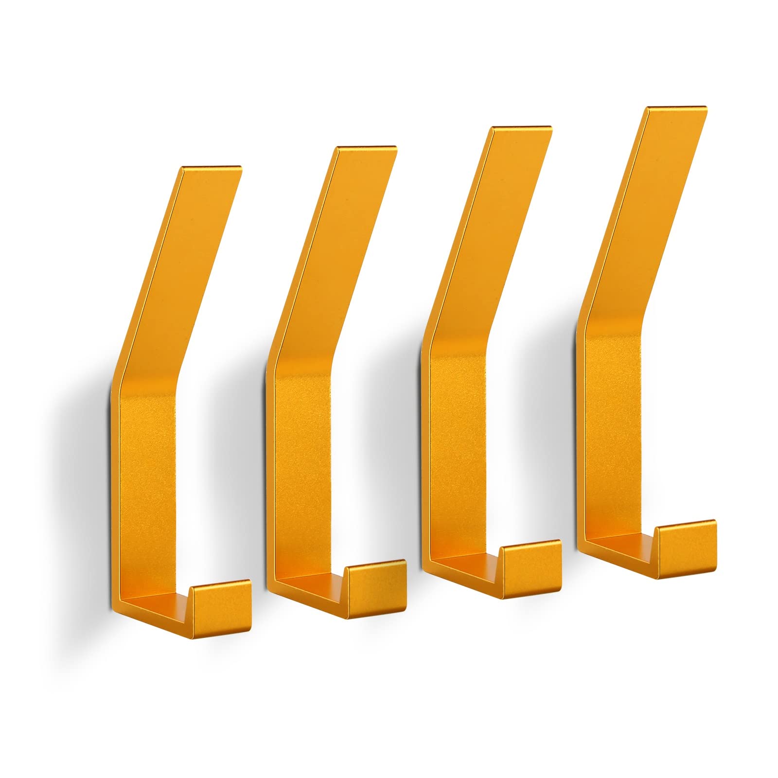 PDGROW Coat Hooks Wall Mounted, 4 Packs Wall Hooks for Hanging Clothes, Coat, Towel, Rope, Keys, Hats, Purse, Wall Hangers for Kitchen, Bathroom, Door, Cabinet, Hallways, Bedrooms (Gold)