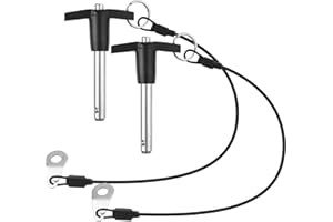 VXCICC 2 Pack T Handle Quick Release Pin 3/8 Inch Diameter,304 Stainless Steel Ball Locking Pin with Push Button Lanyard Usable Length 1.57"(9.5mm x 40mm)