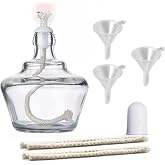 Empty Alcohol Lamp Bottle Glass Alcohol Bunsen Burners or School Chemistry lab Equipment Heating Come with 5 Replacement Wicks and 3 Funnel -150ml