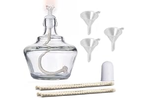 MANHOJIA Empty Alcohol Lamp Bottle Glass Alcohol Burner Lamp Dental Lab or School Chemistry lab Equipment Heating Come with 5 Replacement Wicks and 3 Funnel -150ml
