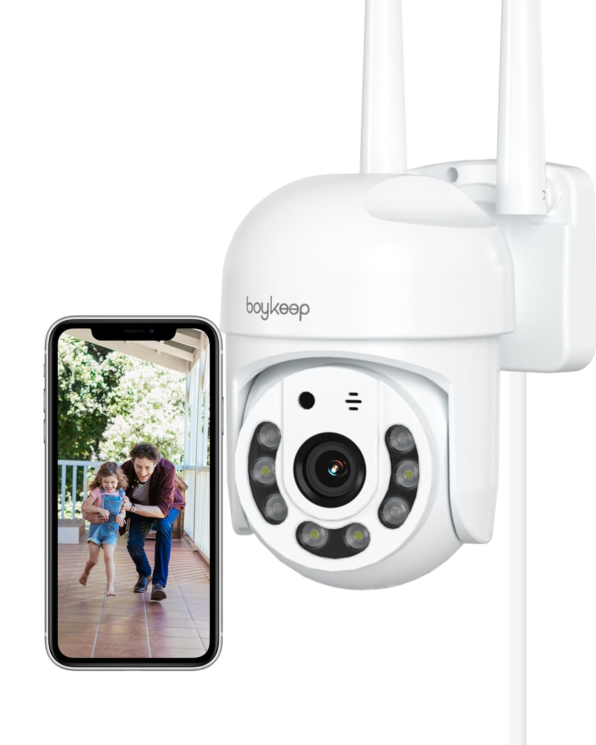 BoyKeep 2K Security Camera Outdoor 360° View Pan/Tilt Camera for Home Security Outside with Color Night Vision, Motion Detection, 2-Way Talk, 2.4GHz Wi-Fi, Micro SD Card & Cloud Service, K20