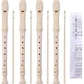 SANNIX 4 Pack Recorder Instrument, 8 Hole German Style Soprano Recorder | for Beginner, Recorder With Cleaning Rod, School Student Music Instrument (Ivory)