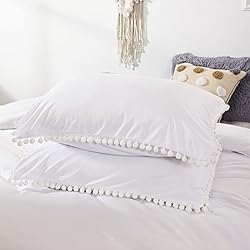 Smoofy Pom Fringe Comforter Set King Size White