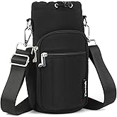 Rueesh Water Bottle Holder Bag with Adjustable Strap, Insulated Bottle Carrier Bag RFID Crossbody Sling Bag for Gym Walking