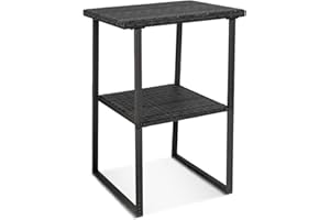 Sundale Outdoor 36.6” Height Wicker Bar Counter, Patio High Top Rattan Table All Weather Bistro Dinning Table with Storage Shelf for Pub Deck Porch Poolside Customized Charcoal Gray
