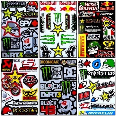 6 Rockstar Energy Drink Metal Mulisha Yamaha Kawasaki Motocross Racing Helmet Motorcycle Decal Sticker
