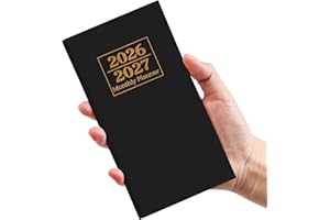 TAJA Pocket Calendar 2026-2027 for Purse, Two Year Monthly Planner Pocket Size, Jan 2026 to Dec 2027 Monthly Planner Small Size (6.5" x 3.5") - Black
