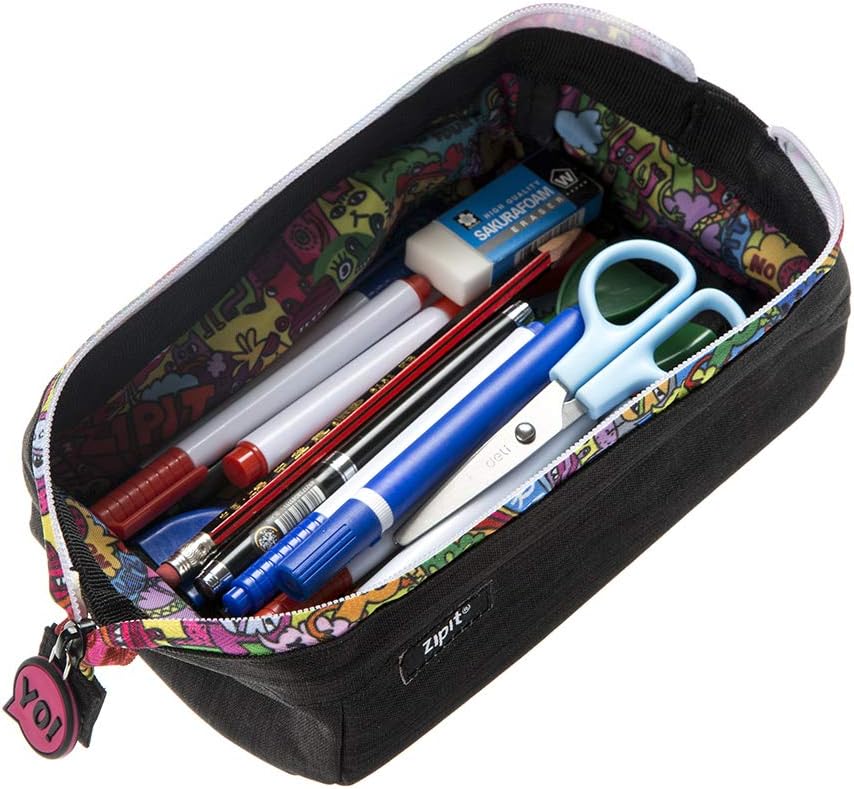 ZIPIT Lenny Pencil Case, Large Capacity Zipper Pouch for School Stationery Bag for Teen Girls Boys and Adults Black - Image 4
