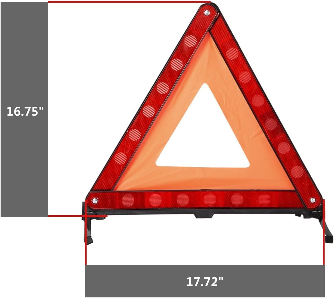 DEDC Car Safety Triangle Warning Kit, Roadside Emergency Kit with Reflective Warning Triangle,Visibility Roadside Vest, LED Road Flares Emergency Lights, Set of 4: Automotive
