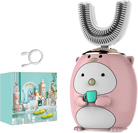 Amazon Co Jp U字型電動歯ブラシ こども用 超音波電動歯ブラシ かわいいペンギンの形 柔らかいu字型シリコンブラシヘッド 5つの振動モード Usb充電と防水機能付き 子供の贈り物 ピンク 6 14 Year Old ホーム キッチン