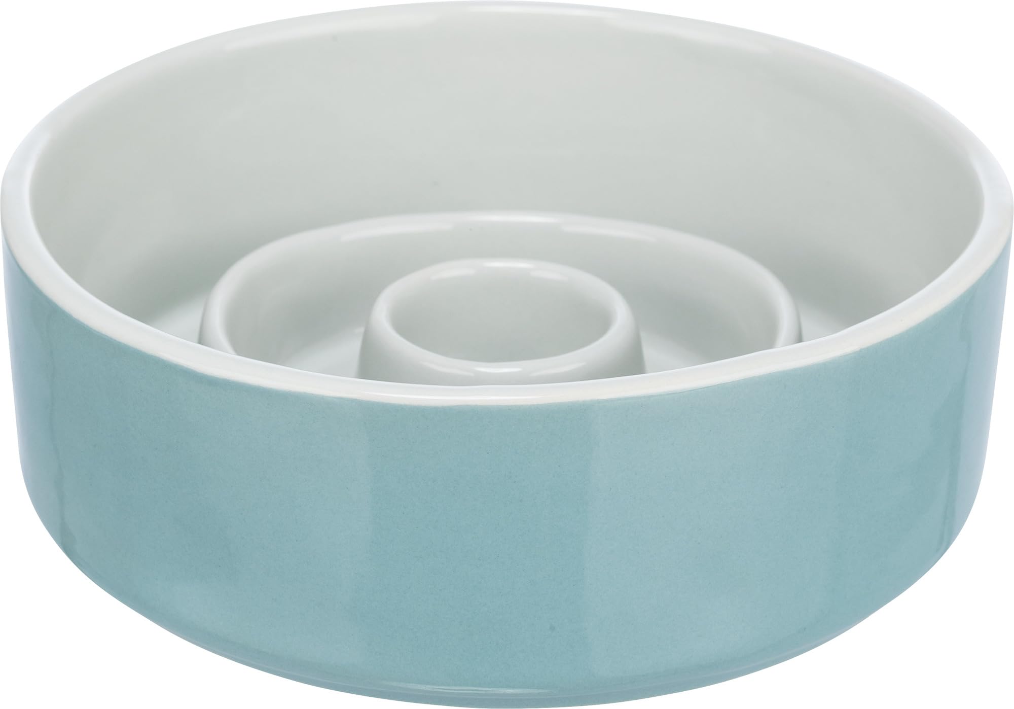 Slow Feeding bowl, ceramic, 0.45 l/ø 14 cm, grey/blue