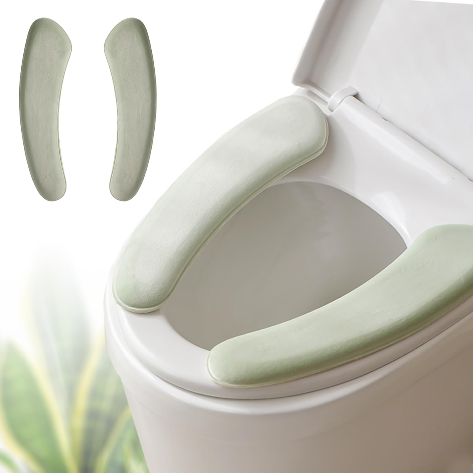 Photo 1 of Thick and Elastic Toilet Seat Cover – Washable & Reusable with Double-Sided Hook and Loop Fastener for Easy Attachment – Cushioned Mat with Thick Sponge for Extra Comfort (Green)