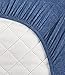 Amazon Basics 100% Cotton Jersey Fitted Baby Crib Sheet, Fits up to 6-Inch Mattress, 28 x 52 Inches, Chambray Blue