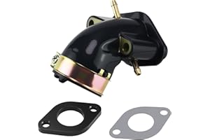 MFC·passion GY6 49cc 50cc Scooter Carburetor 17mm Intake Manifold Inlet Pipe With Gaskets for 139QMB 139QMA Engine Moped ATV Go Kart, Double Hose Ports