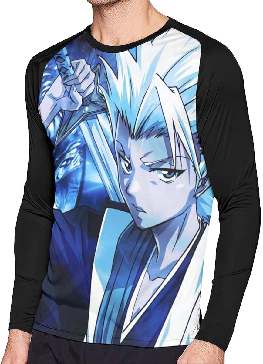 Amazon Com William D Oliver Bleach Hitsugaya Toushirou Men Popular Polyester Long Sleeve Anime Shirts Front Print T Shirt Clothing