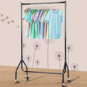 Ejoyous - Barra para Ropa, de Acero Inoxidable, Resistente y móvil