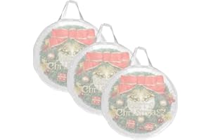 Kokone Pack of 3 Round Wreath Storage Bag, Clear Christamas Wreath Storage Organizer with Handle, 24 Inches Dual Zippered Wreath Bag for Festival Wreath Protector for Decoration, White