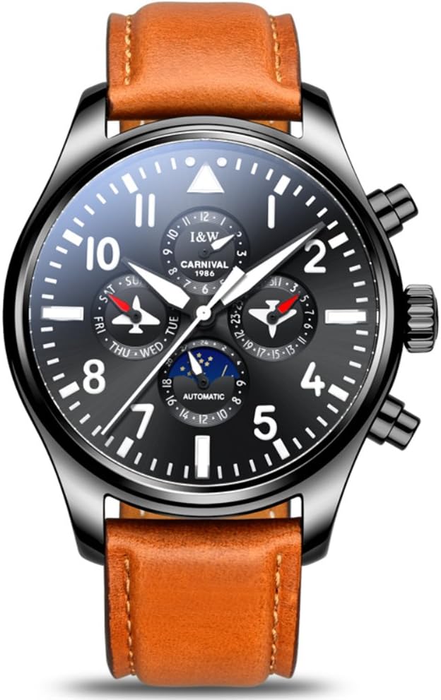Pilot Men Complications Analog Automatic Mechanical Watch Multifunction