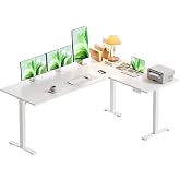 Casaottima 63 Inch L Shaped Electric Standing Desk, Home Office, White | Reversible Corner Desk with Height Adjustment, Ergonomic Sit Stand Table for Home Office, Computer Workstation