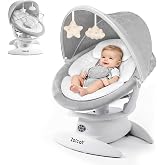 3-in-1 Baby Swings for Infants with Removable Rocker and Motion Detection | Electric Baby Swing with 9 Motions &amp; 5 Speeds,360&deg; Rotatable Seat,Bluetooth Music,Remote Control,12 Melodies, Up to 25 lbs