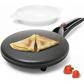 Moss &amp; Stone Black Electric Crepe Maker, 8" Portable Nonstick Crepe Pan | Nonstick dipping plate, auto shut-off, on/off switch, even heating, automatic temperature control, compact design