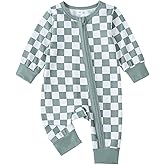 Karuedoo Newborn Baby Boy Girl Clothes Checkered Long Sleeve Zipper Romper Jumpsuit One Piece Bodysuit Fall Winter Outfit
