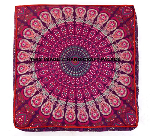 Handicraft-Palace-LARGE-Peacock-Mandala-Floor-Pillow-Indian-Square-Cushion-Cover-Ottoman-Oversized-Daybed-Sofa-Ethnic-Pouf-Meditation-Pillow-Throw