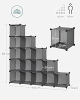 SONGMICS 16-Cube Storage Unit Shoe Rack DIY Shelving Grey LPC442G01 view 5