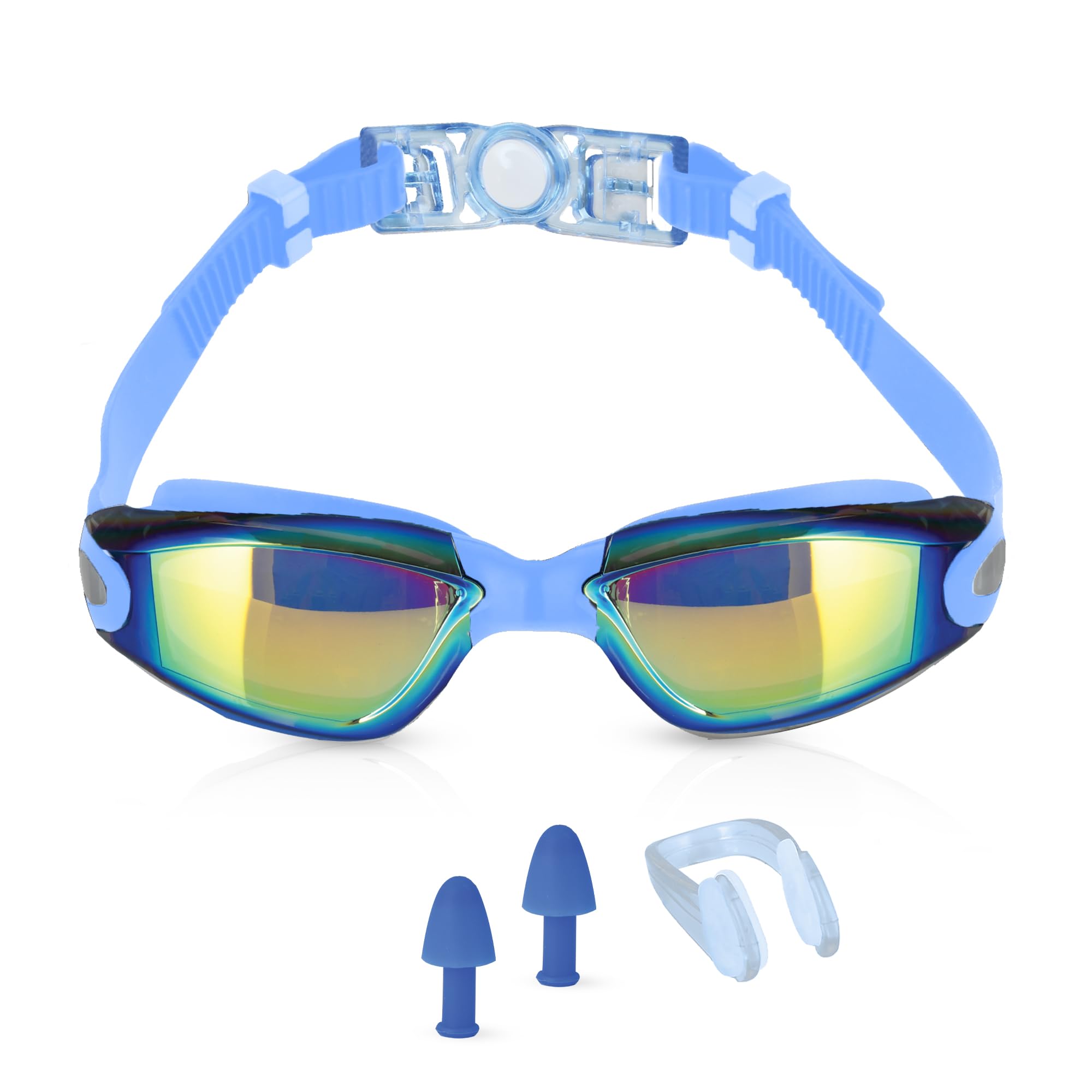 Swim Goggles for Adults & Kids 9+ Anti Fog Swimming Goggles with UV Protection, Leak-Proof Seal, Wide Clear Vision – Includes Nose Clip, Ear Plugs, Case – Comfortable for Pool, Sea & Open Water — image 1