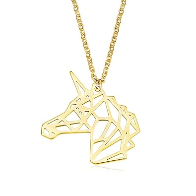 Amazoncom Senfai 10k Gold Color Origami Unicorn Head