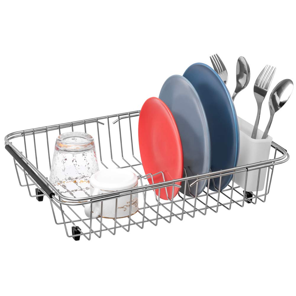 Adjustable Bar Drying Basket Rust resistant Stainless Steel in Sink or on Countertop Dish
