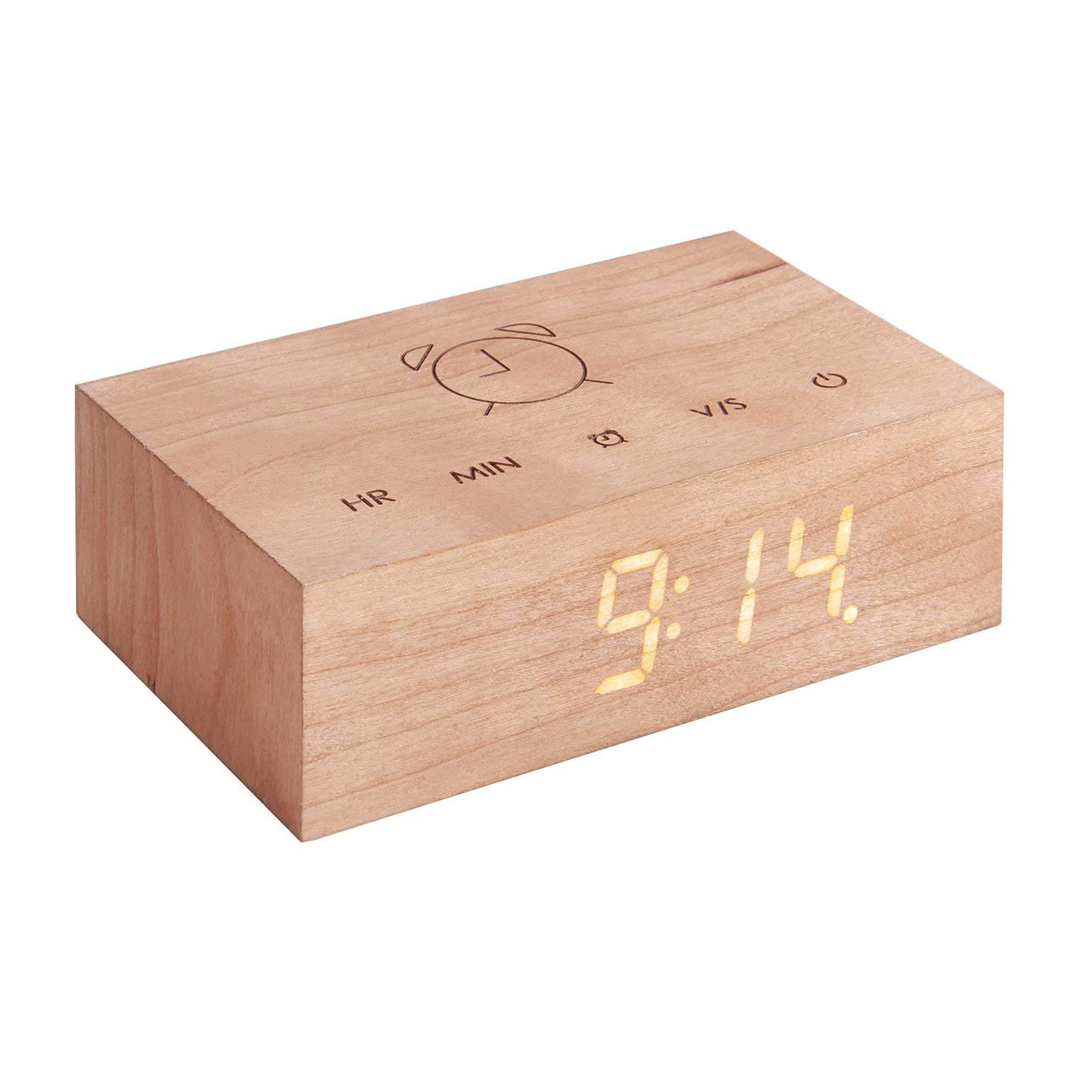 Gingko Design G003C15 Alarm Clock, Wood, Cherry, One size