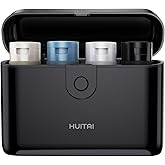 HUITAI Travel Bottles with Case, 4x2oz TSA Approved, Leak-Proof, Press to Unlock, Compact & Portable Travel Toiletries (Black)