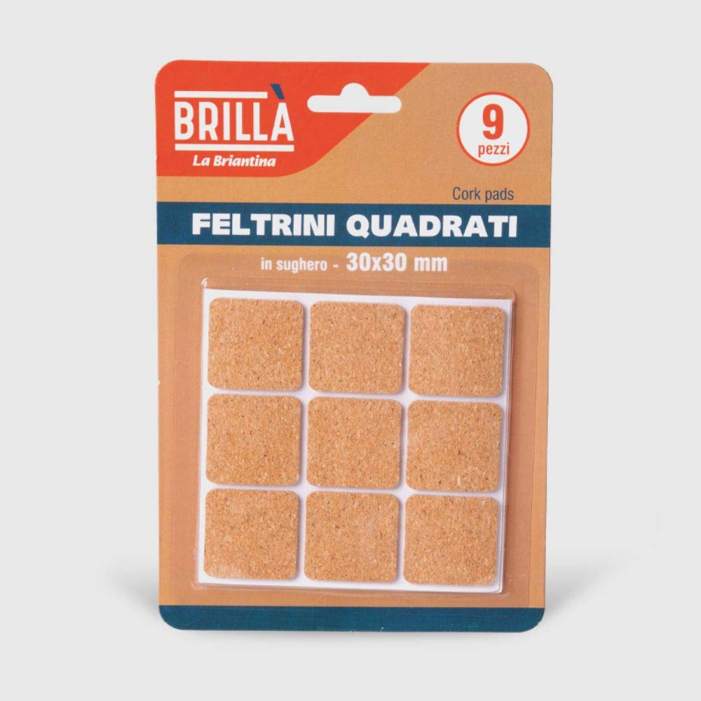La Briantina 9 Pieces Cork Pads for Furniture and Floor Protection 3 x 3 cm