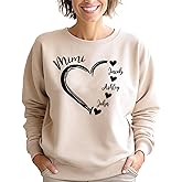 Personalized Mimi Sweatshirt with Grandkids' Names & Hearts – Custom Grandma Crewneck Gift for Mother's Day, Birthday, Christmas – Nana, Gigi, Grammy Sweater