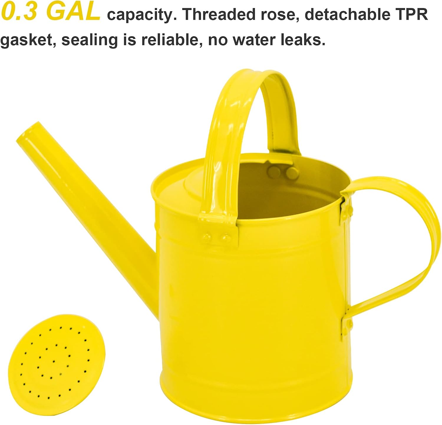 HORTICAN Galvanized Watering Can Small Lightweight Indoor Outdoor Garden Plants, Kids Watering Can, with Shower Head 1.5L/0.3 Gallon, Yellow : Garden & Outdoor