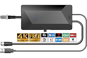 DGUPSP TV Antenna Amplifier, 25dB High Gain Signal Booster for Digital TV Antenna Indoor Outdoor, Low Noise and Clears Up Pixelated Amplifier, Adjustable Reception Range, USB Cable Power Supply（Black）