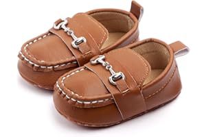 Uineky Infant Baby Boys Girls Leather Loafers Dress Shoes Newborn Oxford Flats Casual Moccasins Slip-On First Walking Boat Shoes